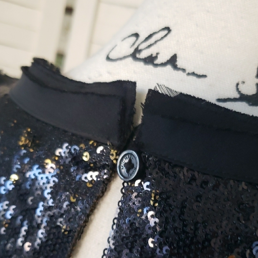 Semantiks Black Sequin And Gold Distress Sleeveless Dress Size 14 - Picture 7 of 9
